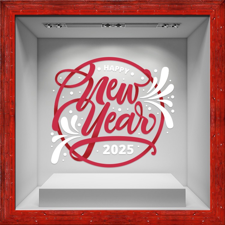 Αυτοκόλλητο Βιτρίνας Happy New Year - 2025