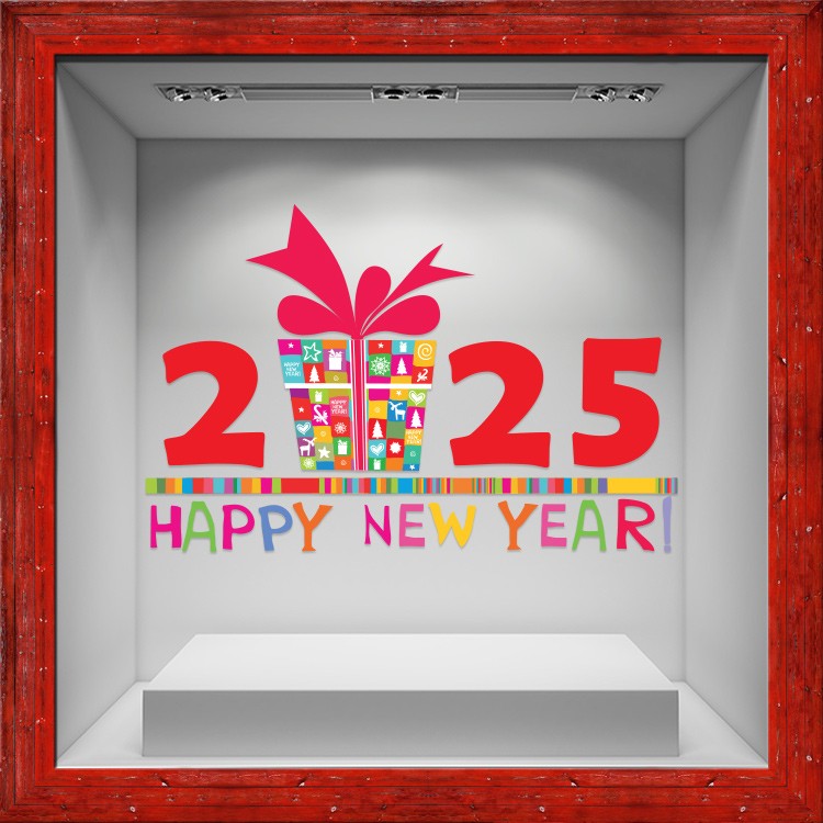 Αυτοκόλλητο Βιτρίνας Happy New Year 2025