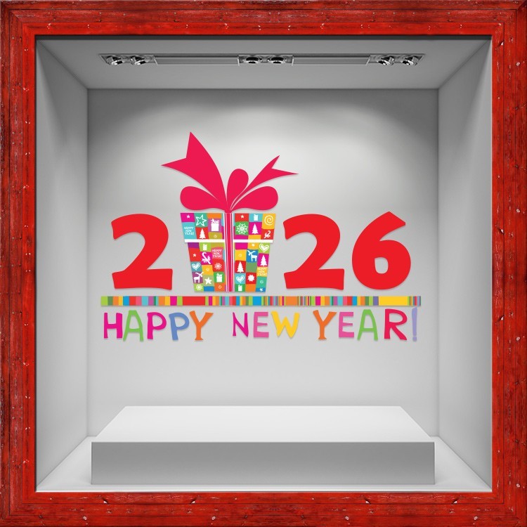 Αυτοκόλλητο Βιτρίνας Happy New Year 2026