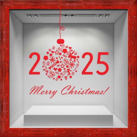 Merry Christmas 2025 Αυτοκόλλητο Βιτρίνας