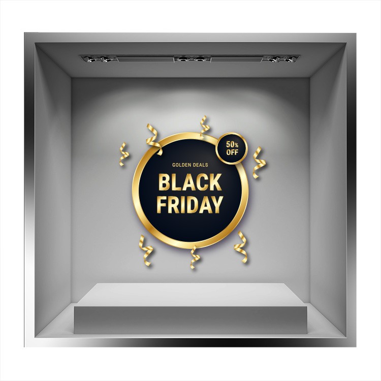 Αυτοκόλλητο Βιτρίνας Black Friday Gold Deals