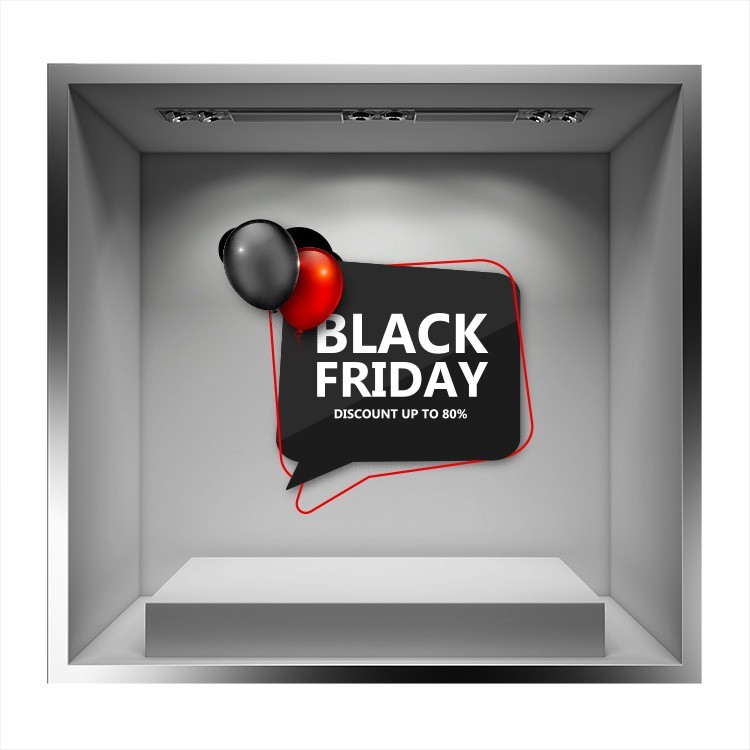 Αυτοκόλλητο Βιτρίνας Black Friday Balloons