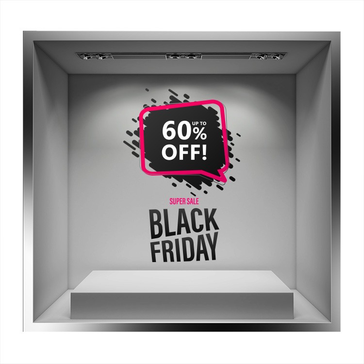 Αυτοκόλλητο Βιτρίνας Black Friday 60% Off