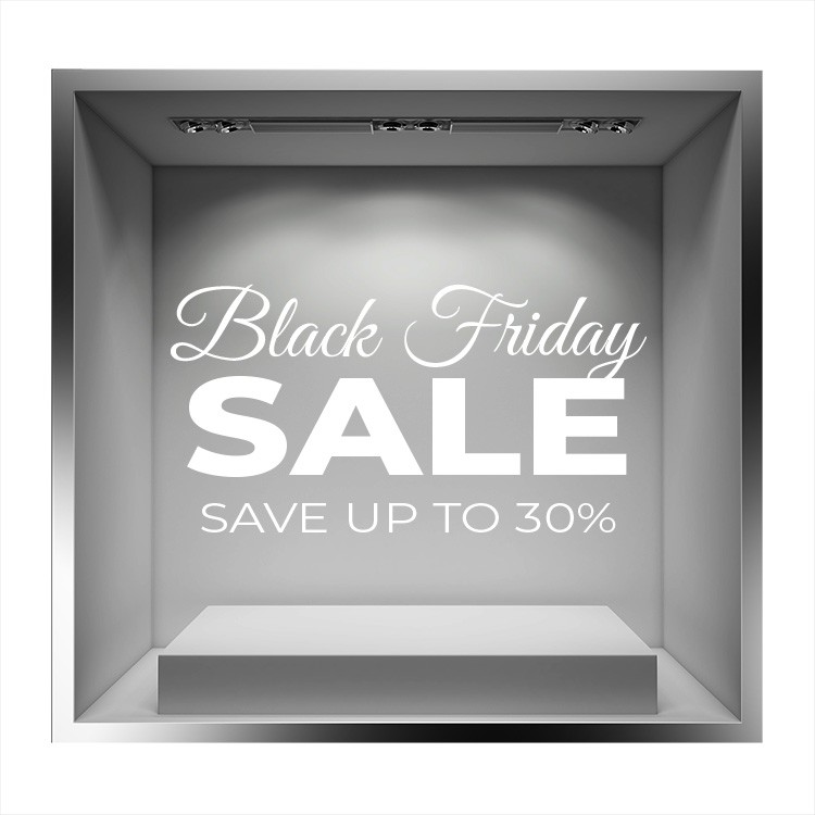 Αυτοκόλλητο Βιτρίνας Black Friday Save White