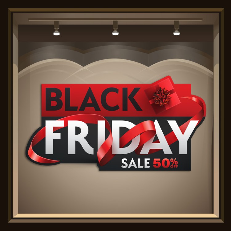 Αυτοκόλλητο Βιτρίνας Red Black Friday 50%