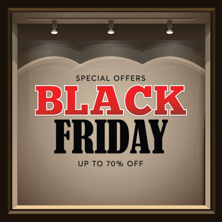 Αυτοκόλλητο Βιτρίνας Black Friday Up to 70%