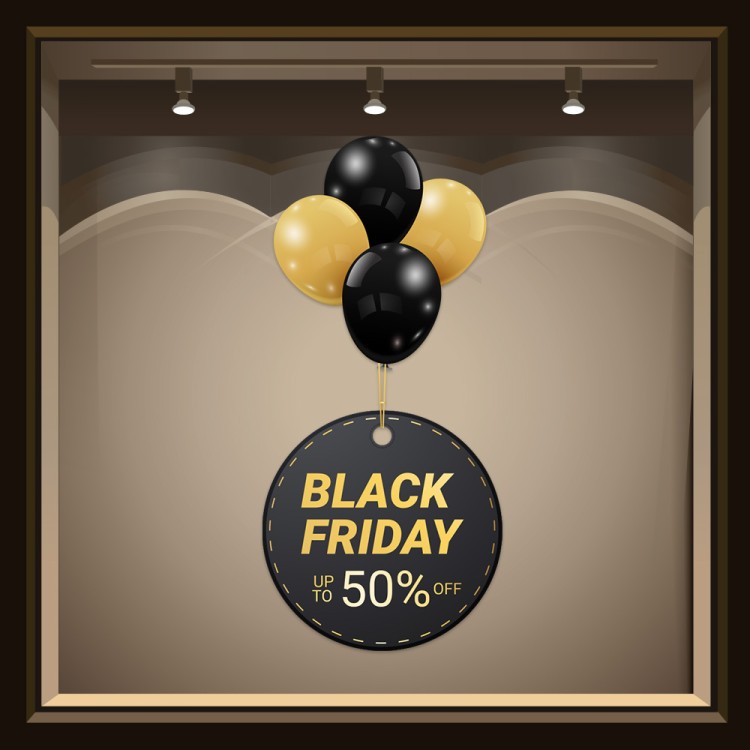 Αυτοκόλλητο Βιτρίνας Balloon Black Friday