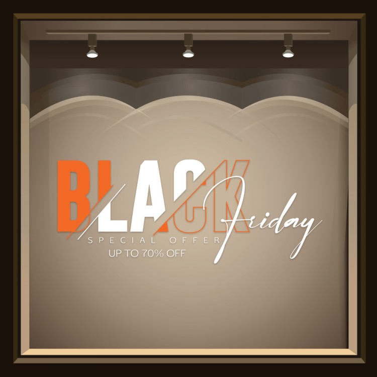 Αυτοκόλλητο Βιτρίνας Orange Black Friday