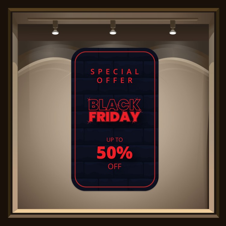 Αυτοκόλλητο Βιτρίνας Black Friday in Red
