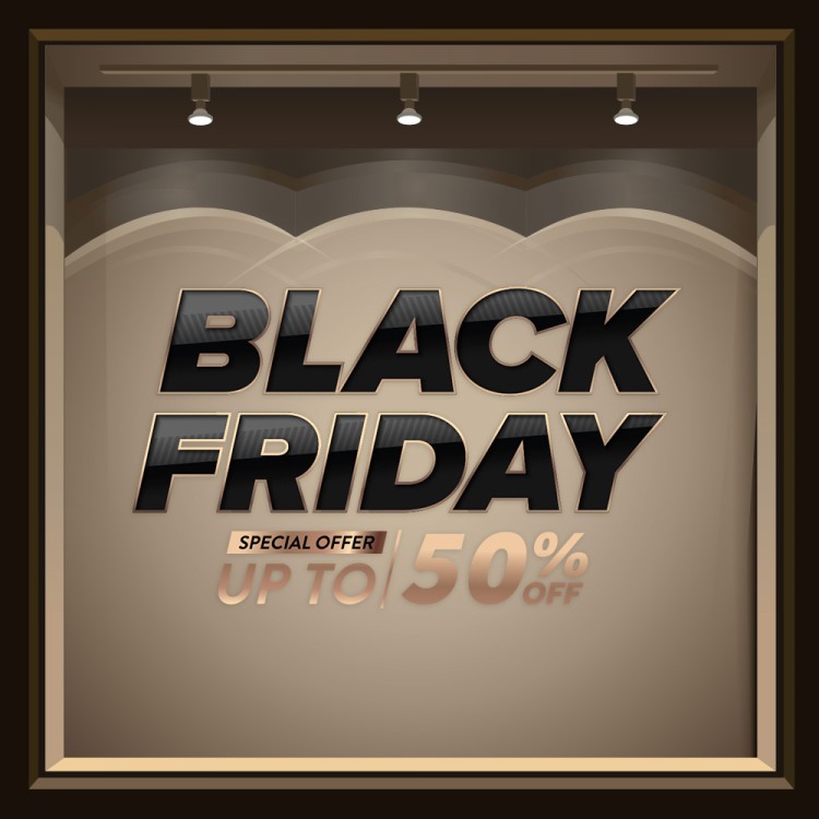 Αυτοκόλλητο Βιτρίνας Gold Rose Black Friday