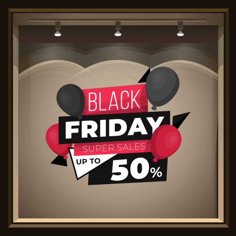 Αυτοκόλλητο Βιτρίνας Black Friday Super Sales