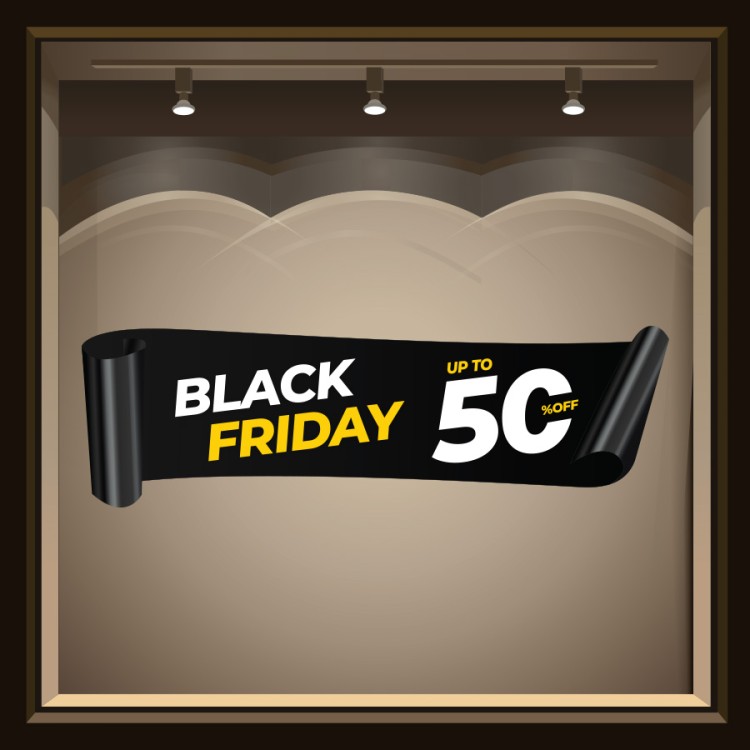 Αυτοκόλλητο Βιτρίνας Black Friday up to 50%