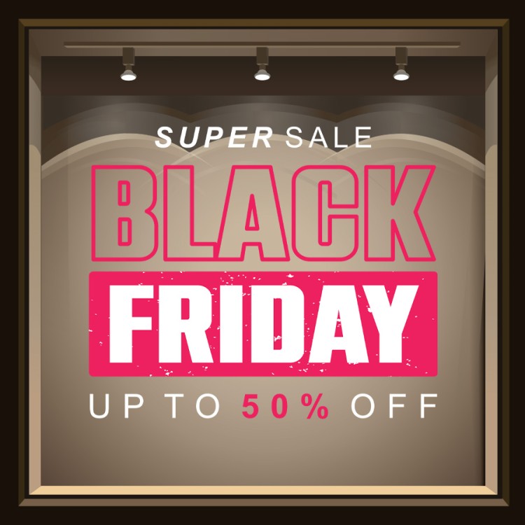Αυτοκόλλητο Βιτρίνας Glittered Black Friday