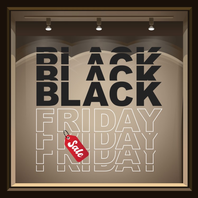 Αυτοκόλλητο Βιτρίνας Black Black Sale