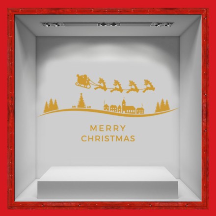 Christmas Flying Deers Αυτοκόλλητο Βιτρίνας