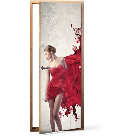 Κόκκινο φόρεμα Αυτοκόλλητο Πόρτας