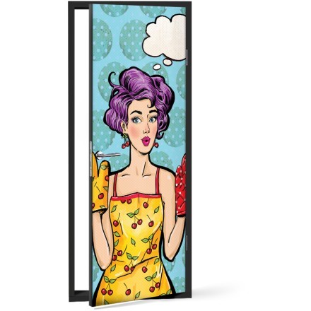Pop Art Κορίτσι Αυτοκόλλητο Πόρτας