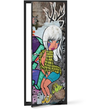 Graffiti girl Αυτοκόλλητο Πόρτας