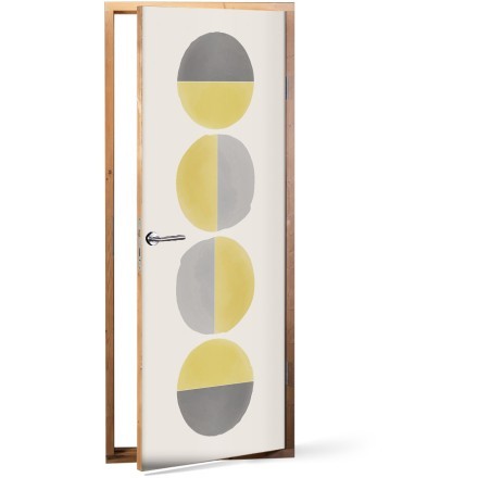 Circle art yellow & grey Αυτοκόλλητο Πόρτας