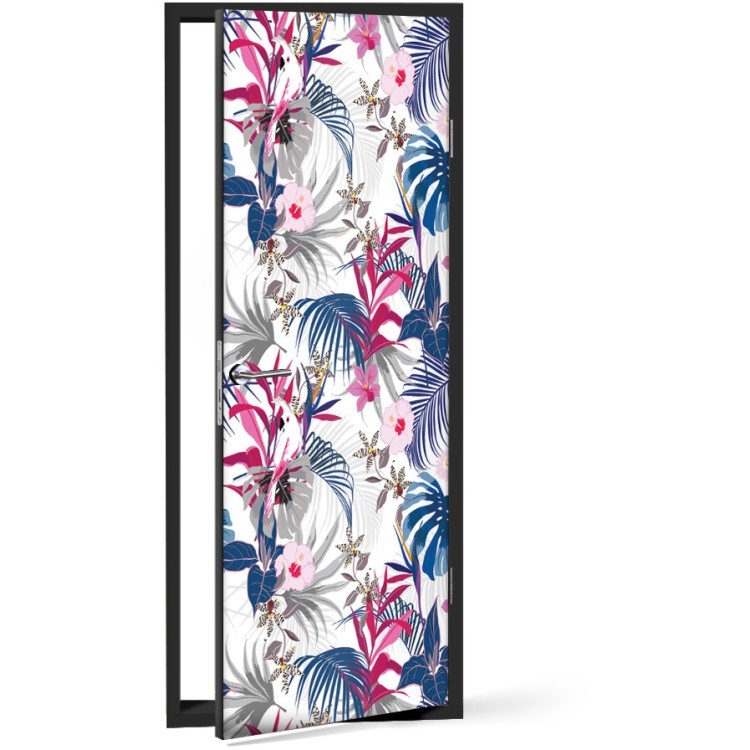 Αυτοκόλλητο Πόρτας Εξωτικό μοτίβο με λουλούδια