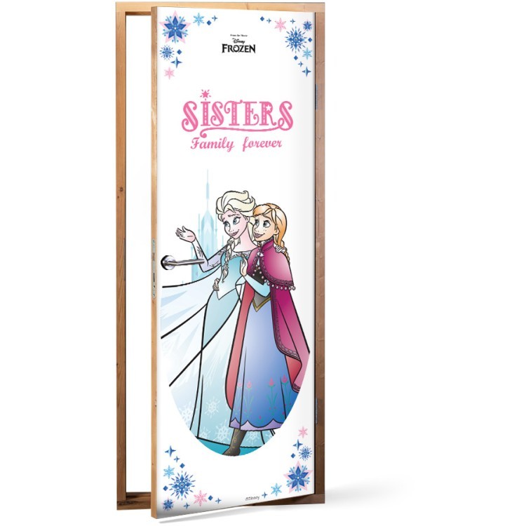 Αυτοκόλλητο Πόρτας Sisters, Family forever, Frozen