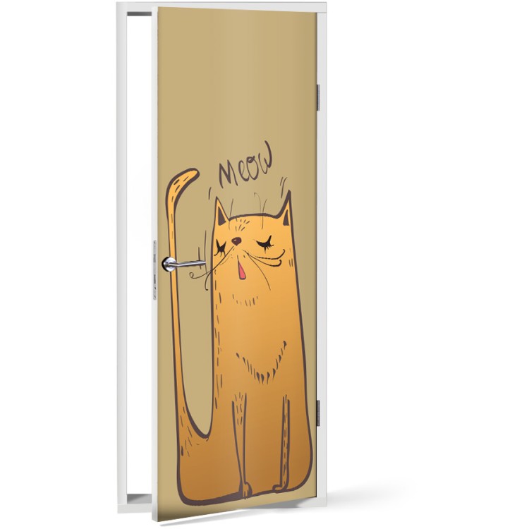 Αυτοκόλλητο Πόρτας Yellow cat