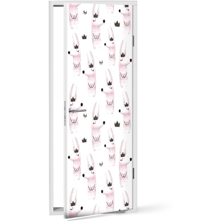 Αυτοκόλλητο Πόρτας Ροζ σκύλοι