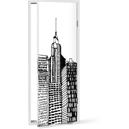 Ζωγραφιά με ουρανοξύστες Αυτοκόλλητο Πόρτας