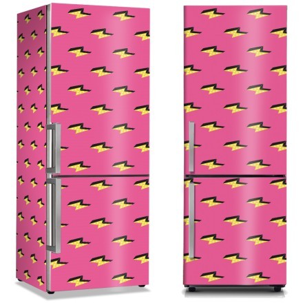 Κίτρινο σχέδια στο ροζ φόντο Αυτοκόλλητο Ψυγείου