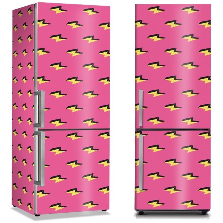 Αυτοκόλλητο Ψυγείου Κίτρινο σχέδια στο ροζ φόντο
