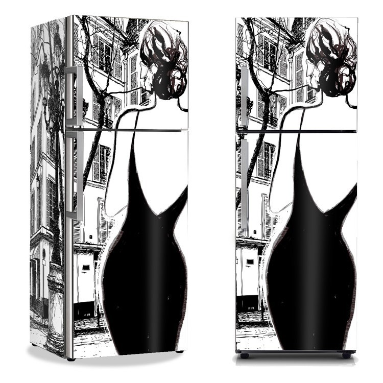 Αυτοκόλλητο Ψυγείου Γυναίκα μαύρο φόρεμα