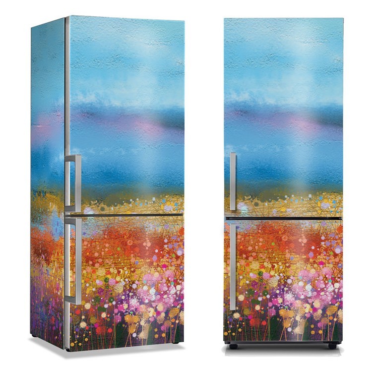 Αυτοκόλλητο Ψυγείου Ουράνιο Τόξο με Λουλούδια