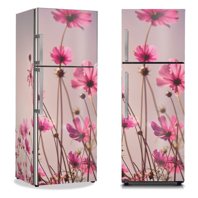Αυτοκόλλητο Ψυγείου Ροζ λουλούδια