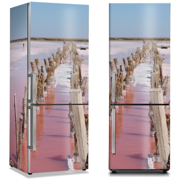 Αυτοκόλλητο Ψυγείου Ξύλα στα ροζ νερά