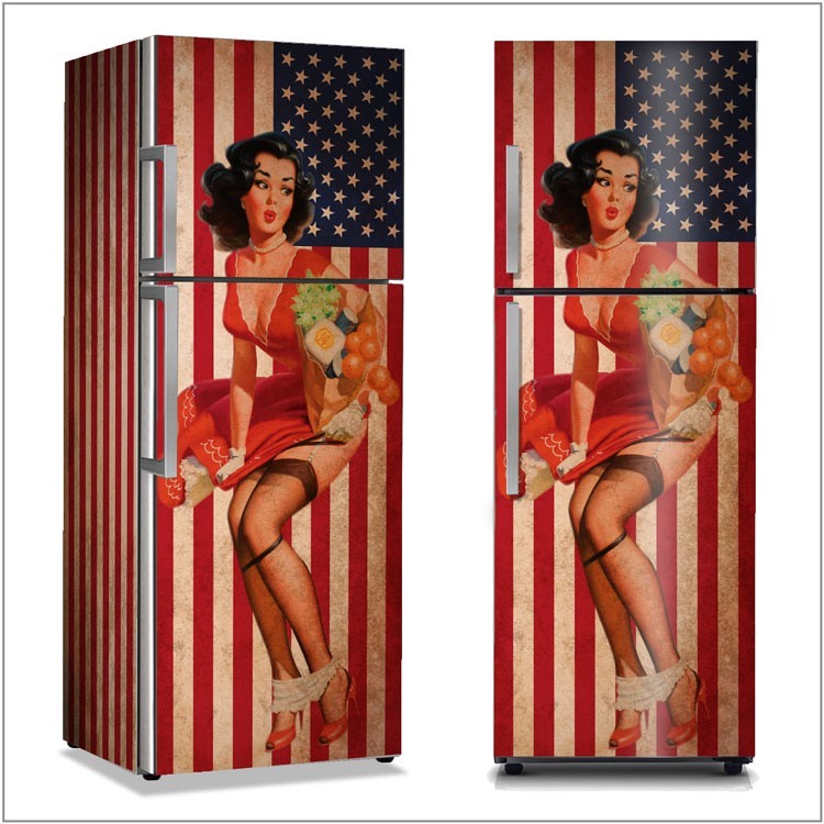 Αυτοκόλλητο Ψυγείου Ρετρό σημαία Αμερικής