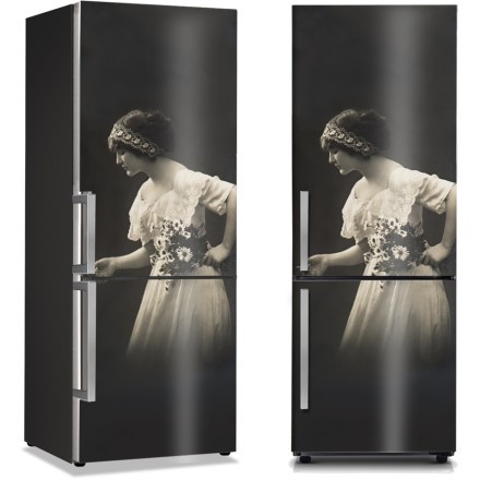 Κυρία με ανθοδέσμη Αυτοκόλλητο Ψυγείου