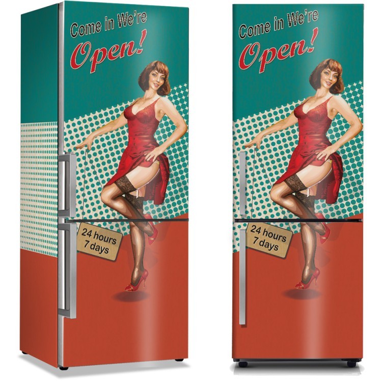 Αυτοκόλλητο Ψυγείου Γυναίκα με κόκκινο φόρεμα