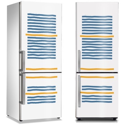 Μπλε & κίτρινες οριζόντιες γραμμές Αυτοκόλλητο Ψυγείου