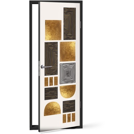 Χρυσή και καφέ σύνθεση σχημάτων Αυτοκόλλητο Πόρτας