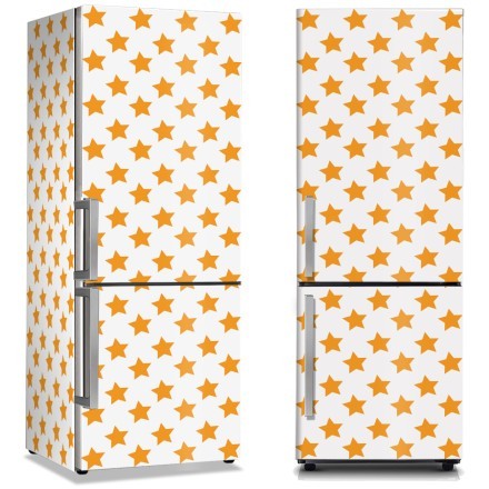 Άσπρο Φόντο Με Κίτρινα Αστεράκια Αυτοκόλλητο Ψυγείου