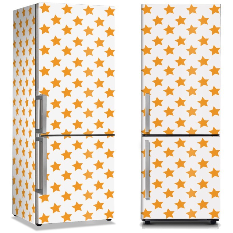 Αυτοκόλλητο Ψυγείου Άσπρο Φόντο Με Κίτρινα Αστεράκια