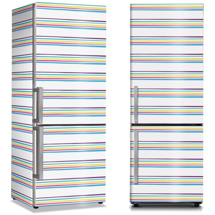 Αυτοκόλλητο Ψυγείου Άσπρο Φόντο Με Πολύχρωμες Γραμμές