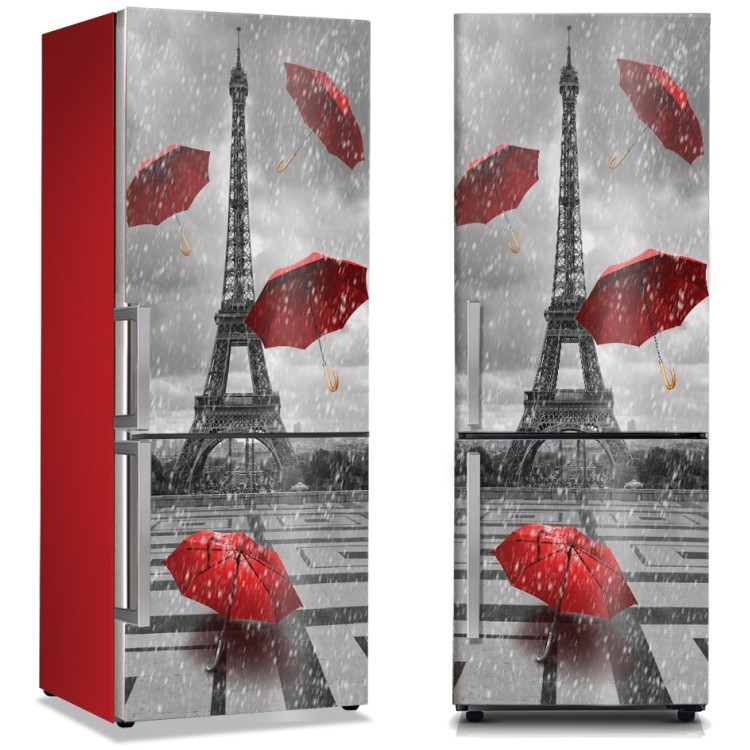 Αυτοκόλλητο Ψυγείου Ομπρέλες στο βροχερό Παρίσι