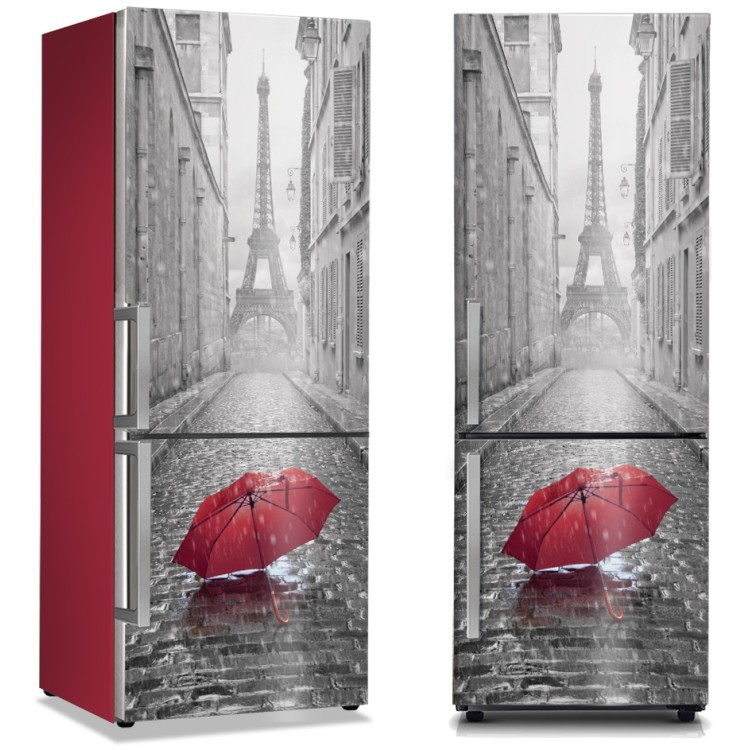 Αυτοκόλλητο Ψυγείου Κόκκινη ομπρέλα στο Παρίσι
