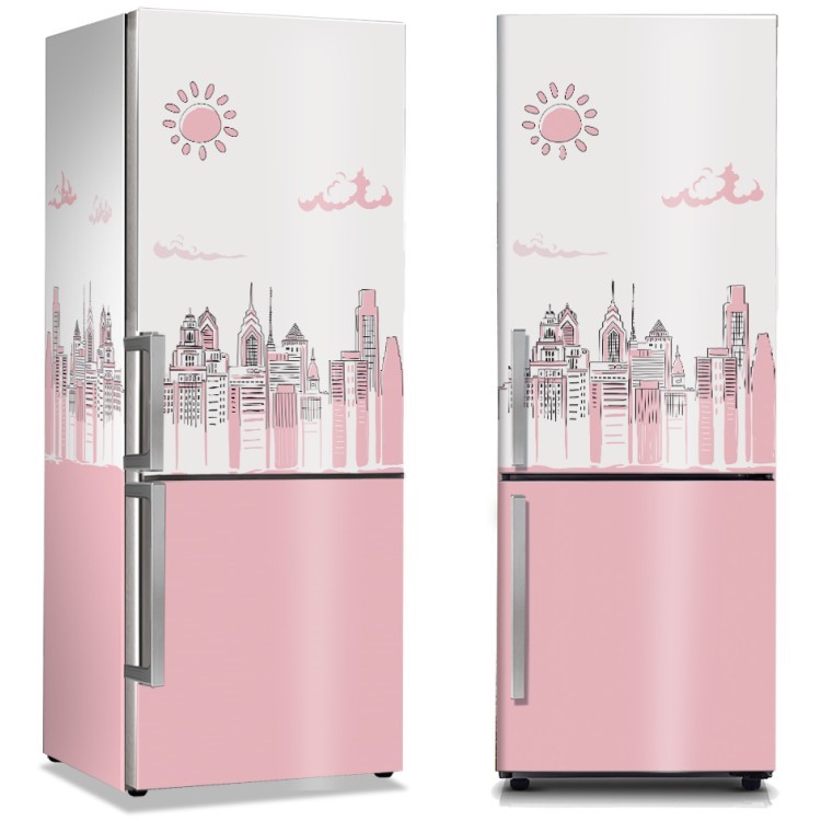 Αυτοκόλλητο Ψυγείου Ζωγραφισμένη ροζ Νέα Υόρκη