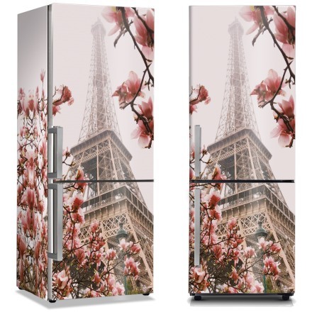 Αμυγδαλιές μπροστά στον πύργο του Άιφελ Αυτοκόλλητο Ψυγείου