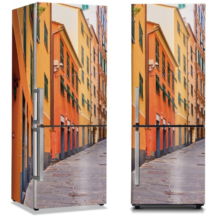 Αυτοκόλλητο Ψυγείου Πορτοκαλί κτήρια στη Γένοβα, Ιταλία