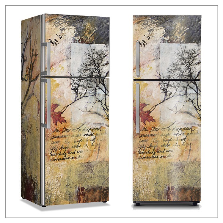 Αυτοκόλλητο Ψυγείου Αφηρημένη ζωγραφική με δέντρα