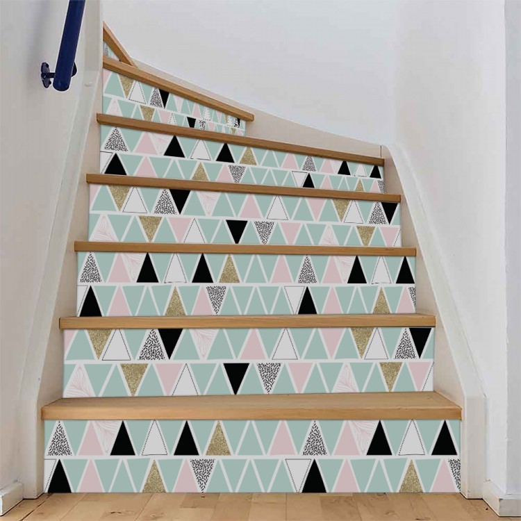 Αυτοκόλλητο Σκάλας Μοτίβο με πολύχρωμα τρίγωνα