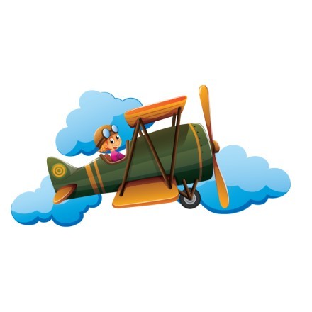Αεροπλανάκι με μπλε σύννεφα